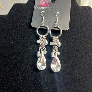 Silver Rhinestone Earrings by Paparazzi Glammed Up Goddess